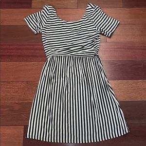 Black and white striped dress